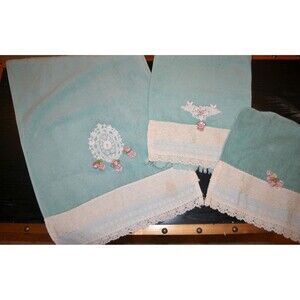 Vintage Towels Shabby Cottage Core French Country Hand Finger Washcloth